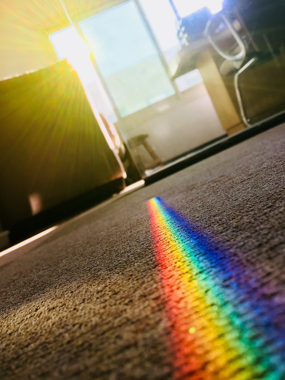rainbow color patch on area rug