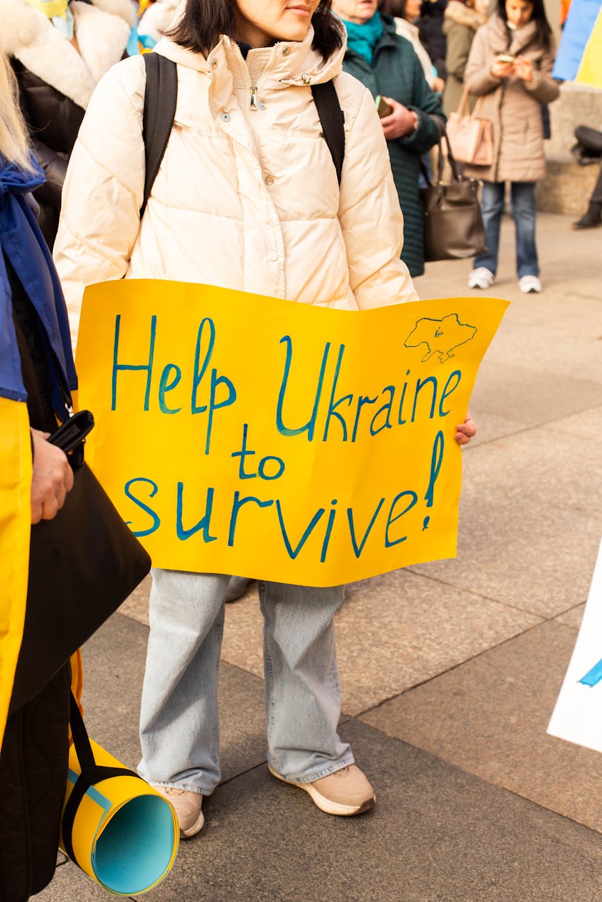 peaceful protest in zagreb supporting ukraine