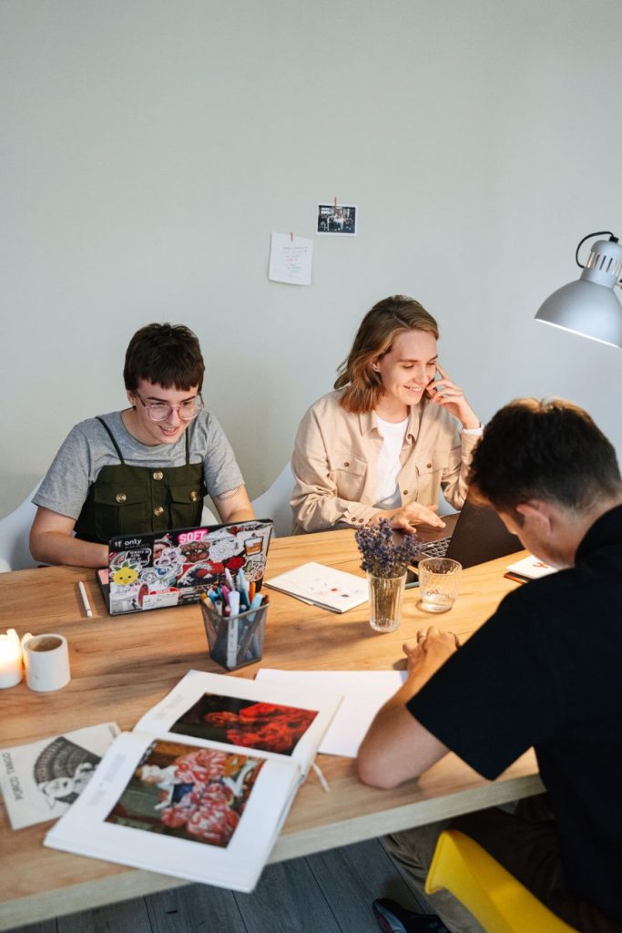 Current image: focused colleagues working together